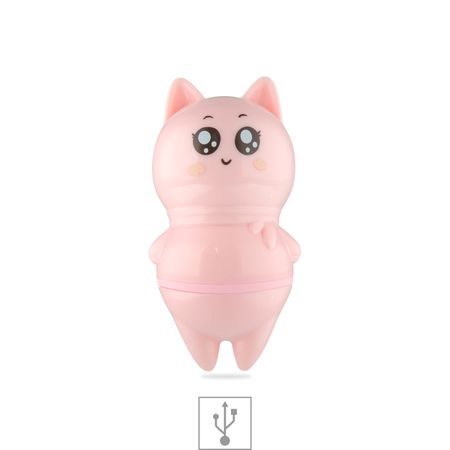 Estimulador Recarregável Formato de Gato VP (ES016). - Rosa