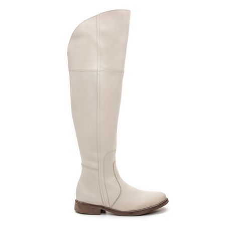 BOTA OVER FEMININA COURO OFF WHITE - COUROWEST
