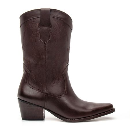 BOTA TEXANA CANO MÉDIO FEMININA COURO CAFÉ - COUROWEST