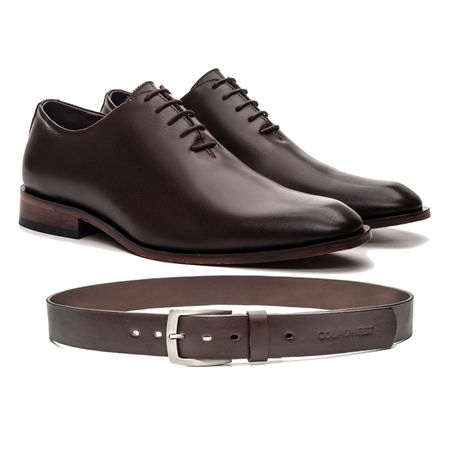 KIT SAPATO SOCIAL WHOLECUT COURO NOBRE CAFÉ + CINT... - COUROWEST