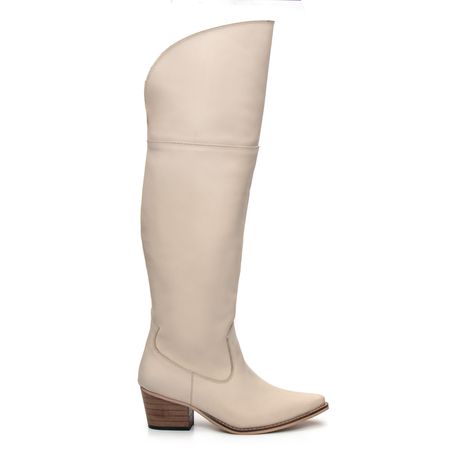 BOTA TEXANA OVER FEMININA COURO OFF WHITE - COUROWEST