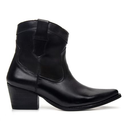 BOTA FEMININA WESTERN CANO BAIXO COURO PRETO - COUROWEST