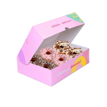 CAIXA DONUTS 6 UND. EXTRA HORA DE DONUTS - 50 UNIDADES - CaixaMix Embalagens