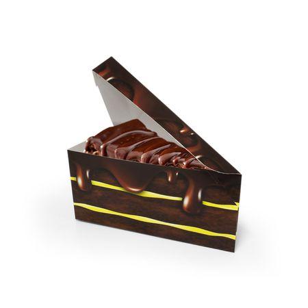 EMBALAGEM FATIA BOLO DELIVERY CHOCOLATE - 50 UNIDADES - CaixaMix Embalagens