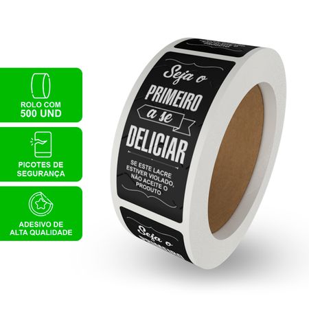 ETIQUETA LACRE DE SEGURANÇA SEJA O PRIMEIRO PRETO - ROLO COM... - CaixaMix Embalagens