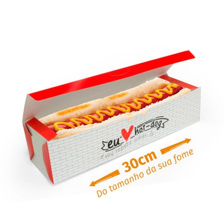 CAIXA HOT DOG DELIVERY 30CM RED GOURMET - 50 UNIDADES - CaixaMix Embalagens