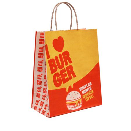 SACOLA KRAFT DELIVERY FAST FOOD TAMANHO M - 25 UNIDADES - CaixaMix Embalagens