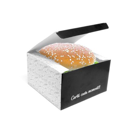 CAIXA LANCHE HAMBURGUER GRANDE BLACK GOURMET - 50 UNIDADES - CaixaMix Embalagens