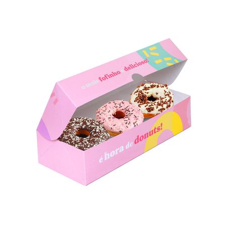 CAIXA DONUTS 3 UND. EXTRA HORA DE DONUTS - 50 UNIDADES - CaixaMix Embalagens