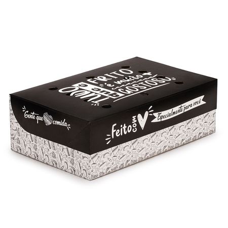 CAIXA PARA FRITURAS DELIVERY EXTRA GRANDE BLACK GOURMET - 50 UNIDADES - CaixaMix Embalagens