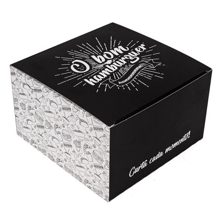 CAIXA LANCHE HAMBURGUER GRANDE BLACK GOURMET - 50 UNIDADES - CaixaMix Embalagens