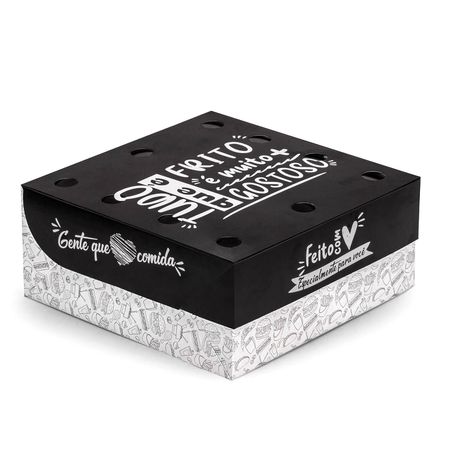 CAIXA PARA FRITURAS DELIVERY MÉDIA BLACK GOURMET - 50 UNIDADES - CaixaMix Embalagens