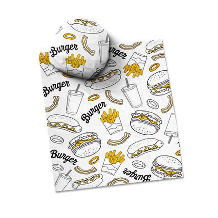 PAPEL BARREIRA GORDURA PREMIUM PARA LANCHE BLACK YELOW 30x38CM - 400 U... - CaixaMix Embalagens