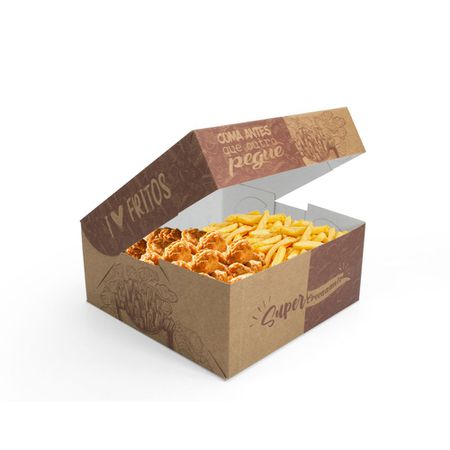 CAIXA PARA FRITURAS DELIVERY MÉDIA KRAFT GOURMET- 50 UNIDADE... - CaixaMix Embalagens