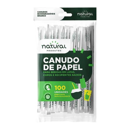 CANUDO DE PAPEL LATA | COR BRANCO - 100 UNIDADES - CaixaMix Embalagens