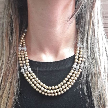 Colar Esferas Prata Dourado - Chérie Bijoux