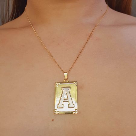 Colar Folheado A Ouro 18K Letra A - Chérie Bijoux