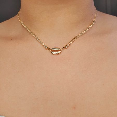 Colar Choker Folheado A Ouro 18K Zircônia Búzios - Chérie Bijoux