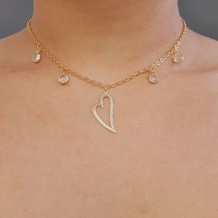 Colar Folheado A Ouro 18K Coração - Chérie Bijoux