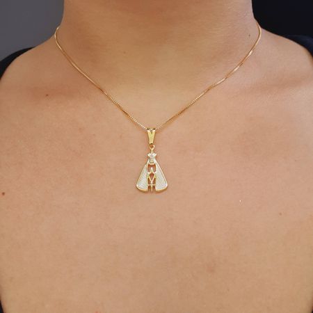 Colar Folheado A Ouro 18K Nossa Senhora Aparecida - Chérie Bijoux