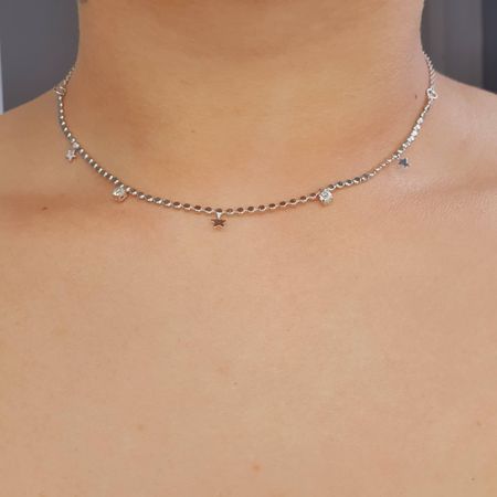 Colar Folheado A Prata 925 Mini Estrelas - Chérie Bijoux