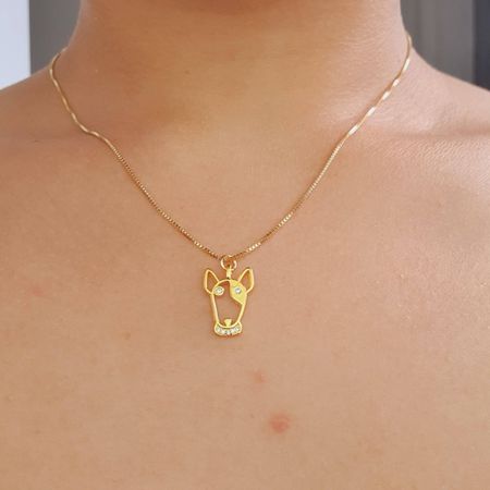 Colar Folheado A Ouro 18K Com Zircônia Dog - Chérie Bijoux