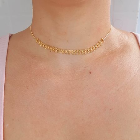 Colar Folheado A Ouro 18K Mini Esferas - Chérie Bijoux