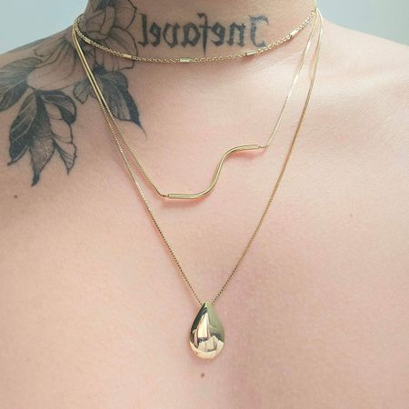 Colar Triplo Folheado a Ouro 18K Gota - Chérie Bijoux