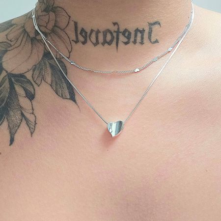 Colar Duplo Folheado a Prata 925 Coração - Chérie Bijoux