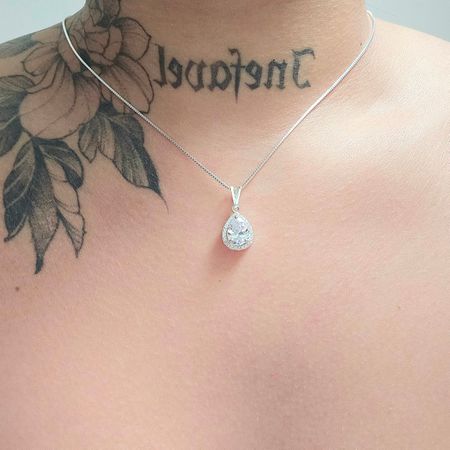 Colar Folheado a Prata 925 Com Zircônia Gota - Chérie Bijoux