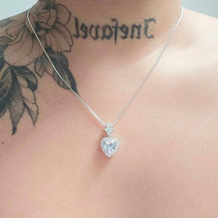 Colar Folheado a Prata 925 Com Zircônia Coração - Chérie Bijoux