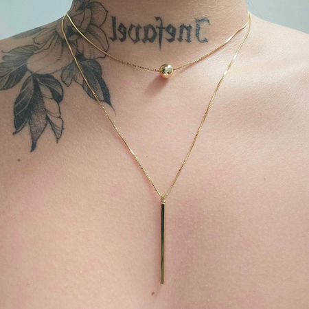 Colar Duplo Folheado a Ouro 18K Detalhado - Chérie Bijoux