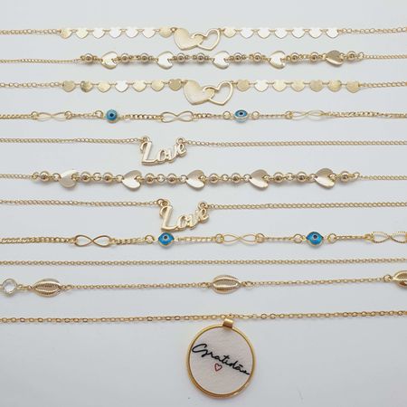 Lote Com 10 Colares Folheados a Ouro 18K Sortidos - Chérie Bijoux