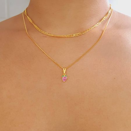 Colar Duplo Folheado A Ouro 18K Moranguinho - Chérie Bijoux