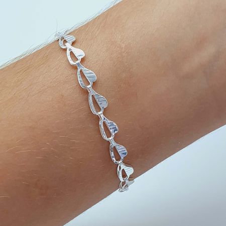 Pulseira Folheada A Prata 925 Coração Vazado - Chérie Bijoux