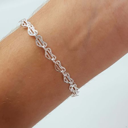 Pulseira Folheada A Prata 925 Coração - Chérie Bijoux