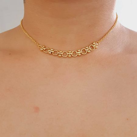 Colar Folheado A Ouro 18K Mini Aros - Chérie Bijoux