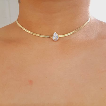 Colar Folheado A Ouro 18K Laminado Gotinha - Chérie Bijoux