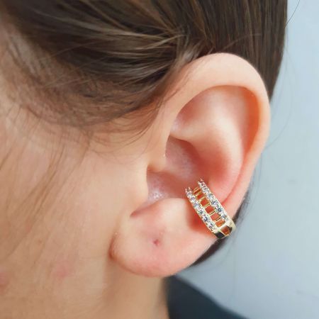 Piercing Fake Com Zircônia (Uma Unidade) Dourado - Chérie Bijoux