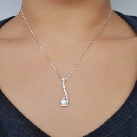 Colar Folheado A Prata 925 Com Zircônia Coração - Chérie Bijoux