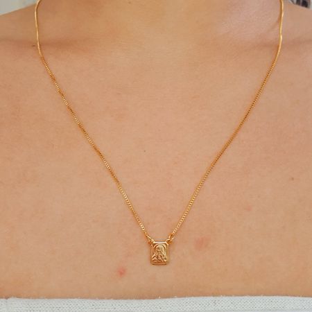 Colar Escapulário Folheado A Ouro 18K Religioso - Chérie Bijoux