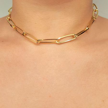 Colar Elos Folheado A Ouro 18K Oval - Chérie Bijoux