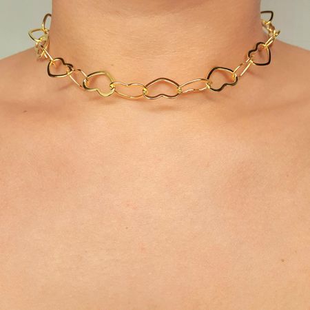 Colar Elos Folheado A Ouro 18K Coração - Chérie Bijoux