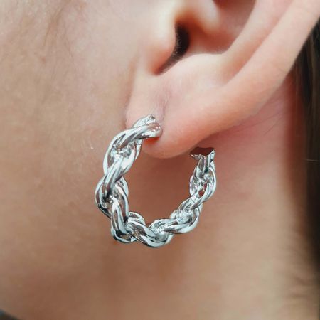 Argola Trançada Prata - Chérie Bijoux