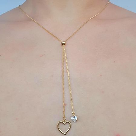 Colar Gravatinha Folheado A Ouro 18K Coração (Anti... - Chérie Bijoux
