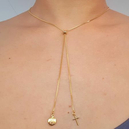 Colar Gravatinha Folheado A Ouro 18K Nossa Senhora... - Chérie Bijoux