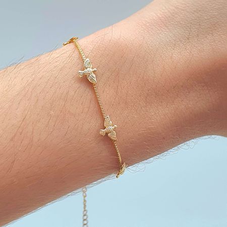 Pulseira Folheada A Ouro 18K Pomba Da Paz (Antialé... - Chérie Bijoux