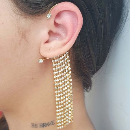 Brinco Franja Folheado a Ouro 18K Cascata - Chérie Bijoux