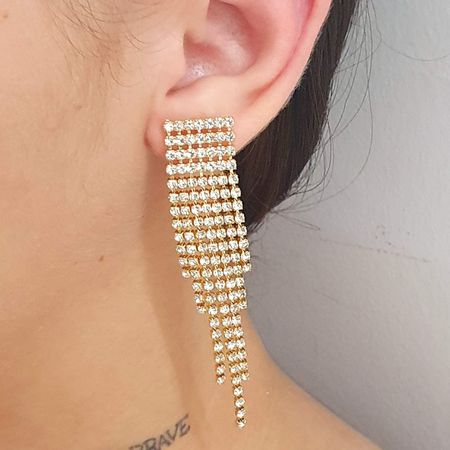 Brinco Franja Folheado a Ouro 18K Cascata - Chérie Bijoux