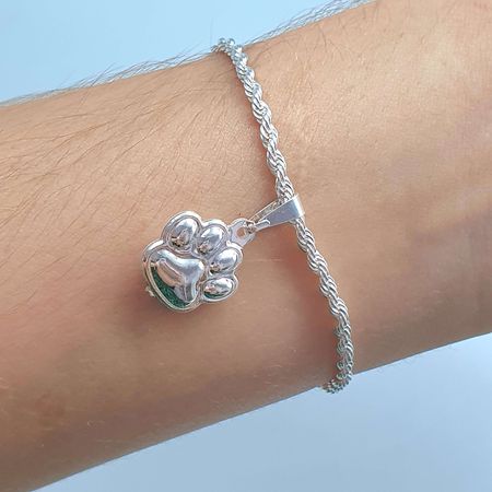 Pulseira Folheada A Prata 925 Baiana Com Patinha - Chérie Bijoux